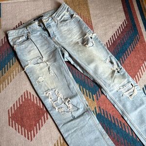 Super distressed Zara straight leg jeans